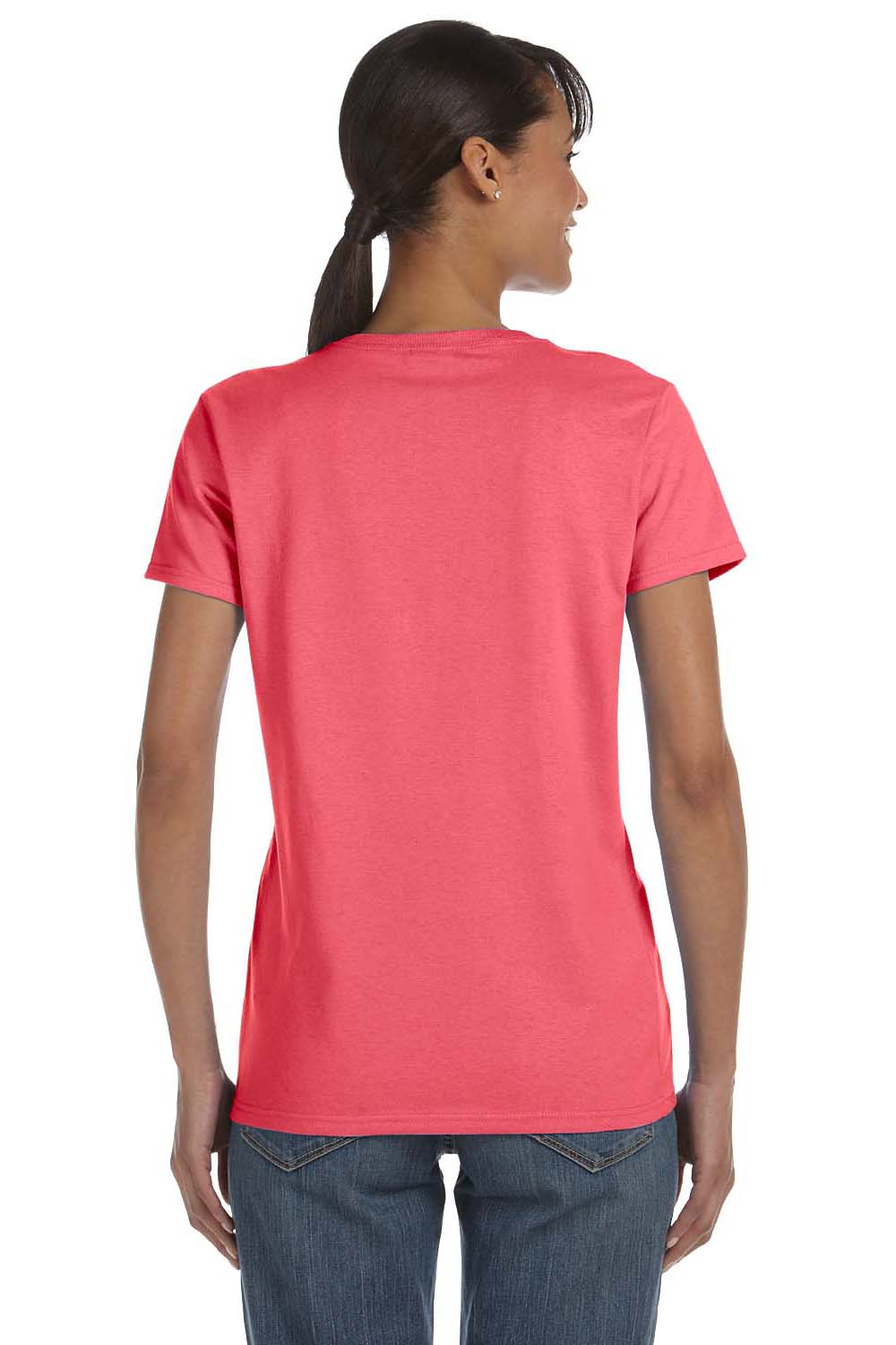 Gildan G500L Womens Short Sleeve Crewneck T-Shirt Coral Silk Pink Back