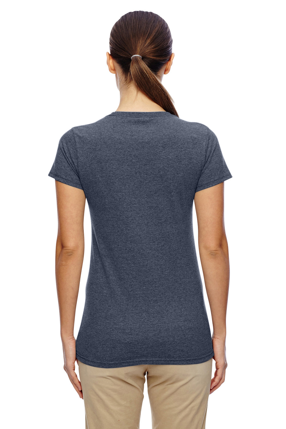 Gildan G500L Womens Short Sleeve Crewneck T-Shirt Heather Navy Blue Back