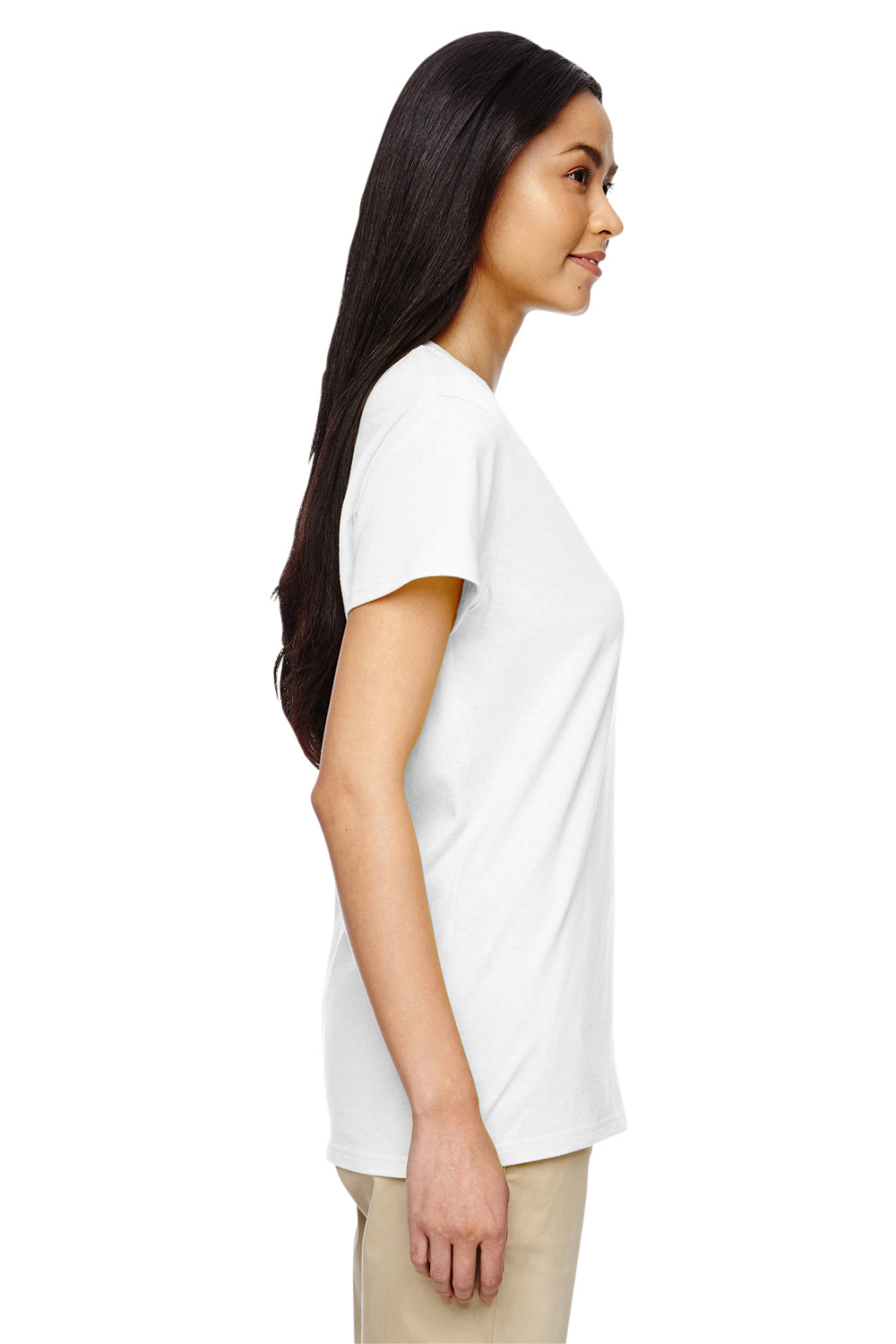 Gildan G500VL Womens Short Sleeve V-Neck T-Shirt White Side