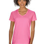 Gildan Womens Short Sleeve V-Neck T-Shirt - Azalea Pink