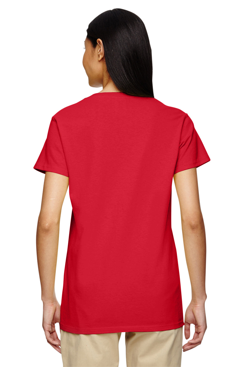 Gildan G500VL Womens Short Sleeve V-Neck T-Shirt Red Back