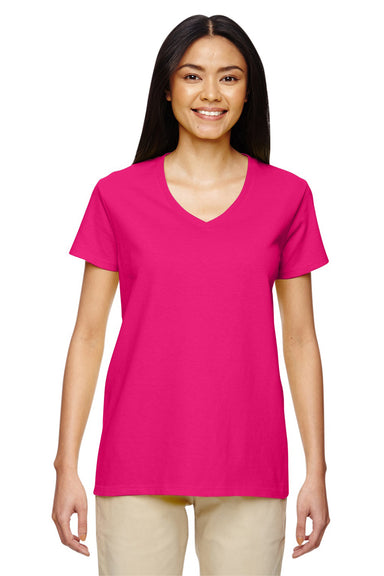 Gildan G500VL Womens Short Sleeve V-Neck T-Shirt Heliconia Pink Front