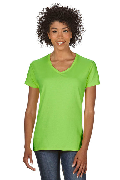 Gildan G500VL Womens Short Sleeve V-Neck T-Shirt Lime Green Front