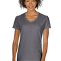 Gildan Womens Short Sleeve V-Neck T-Shirt - Charcoal Grey