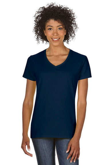 Gildan G500VL Womens Short Sleeve V-Neck T-Shirt Navy Blue Front