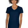 Gildan Womens Short Sleeve V-Neck T-Shirt - Navy Blue
