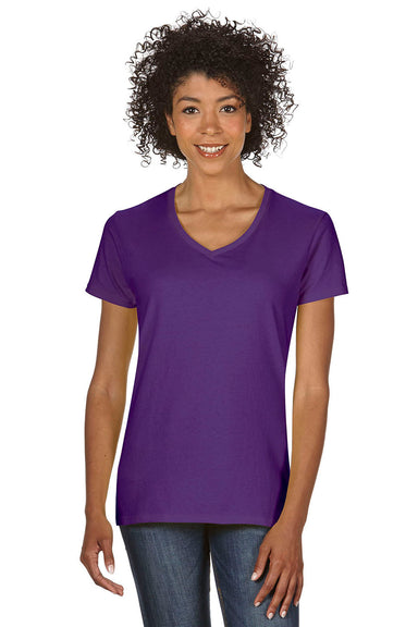 Gildan G500VL Womens Short Sleeve V-Neck T-Shirt Purple Front