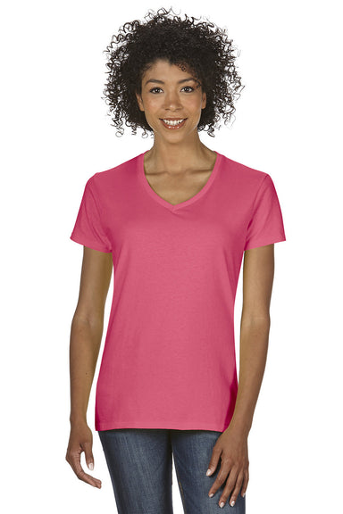 Gildan 5V00L/G500VL Womens Short Sleeve V-Neck T-Shirt Coral Silk Pink Front