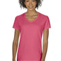 Gildan Womens Short Sleeve V-Neck T-Shirt - Coral Silk Pink