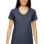 Gildan Womens Short Sleeve V-Neck T-Shirt - Heather Navy Blue