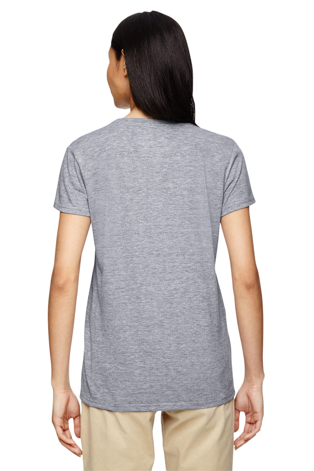 Gildan G500VL Womens Short Sleeve V-Neck T-Shirt Heather Graphite Grey Back