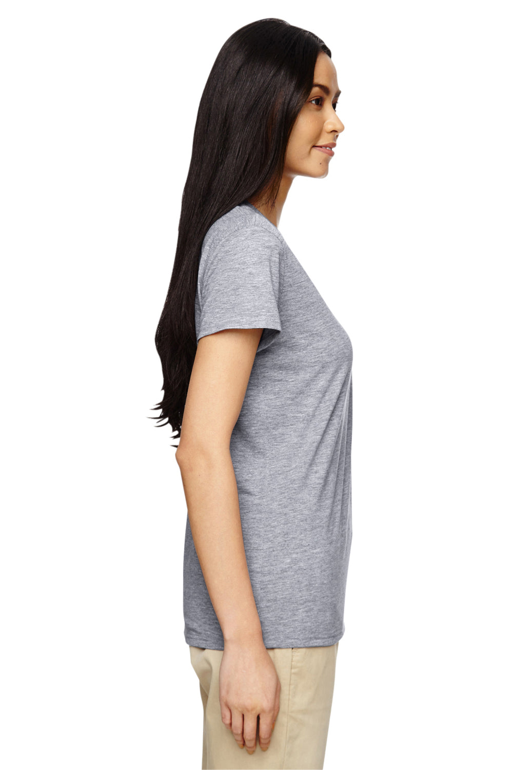 Gildan G500VL Womens Short Sleeve V-Neck T-Shirt Heather Graphite Grey Side