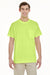 Gildan G530 Mens Short Sleeve Crewneck T-Shirt w/ Pocket Safety Green Front