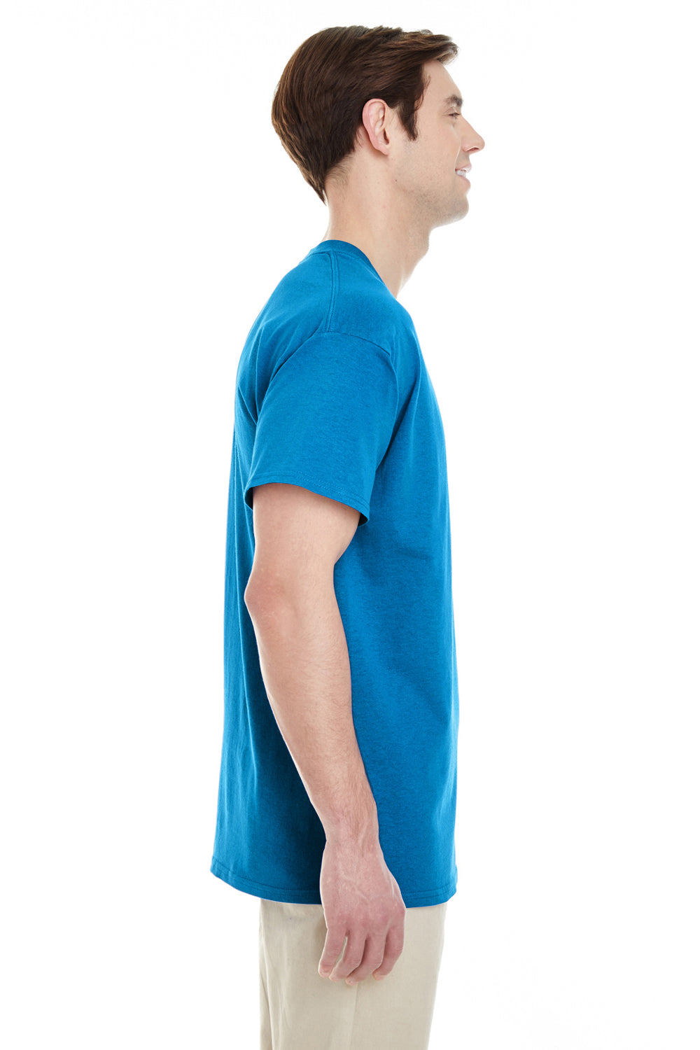 Gildan G530 Mens Short Sleeve Crewneck T-Shirt w/ Pocket Sapphire Blue Side