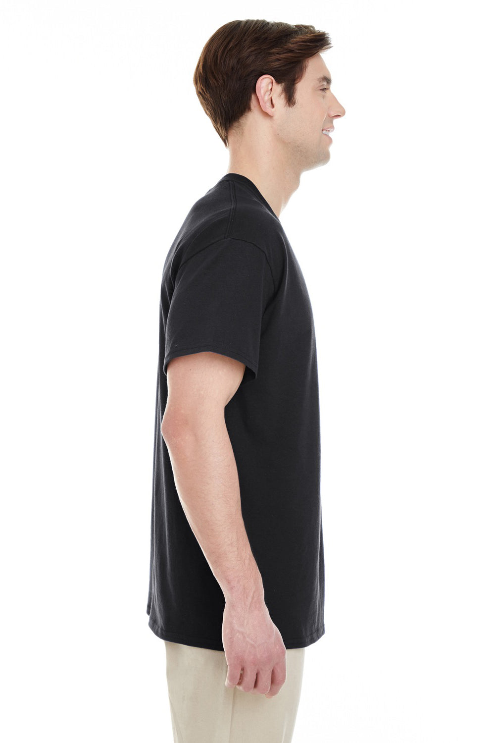 Gildan G530 Mens Short Sleeve Crewneck T-Shirt w/ Pocket Black Side