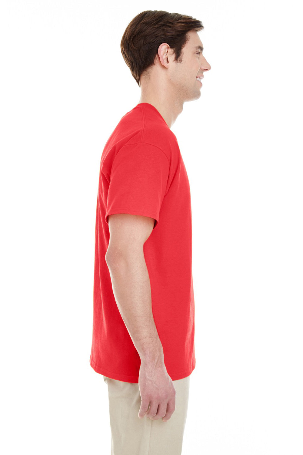 Gildan G530 Mens Short Sleeve Crewneck T-Shirt w/ Pocket Red Side