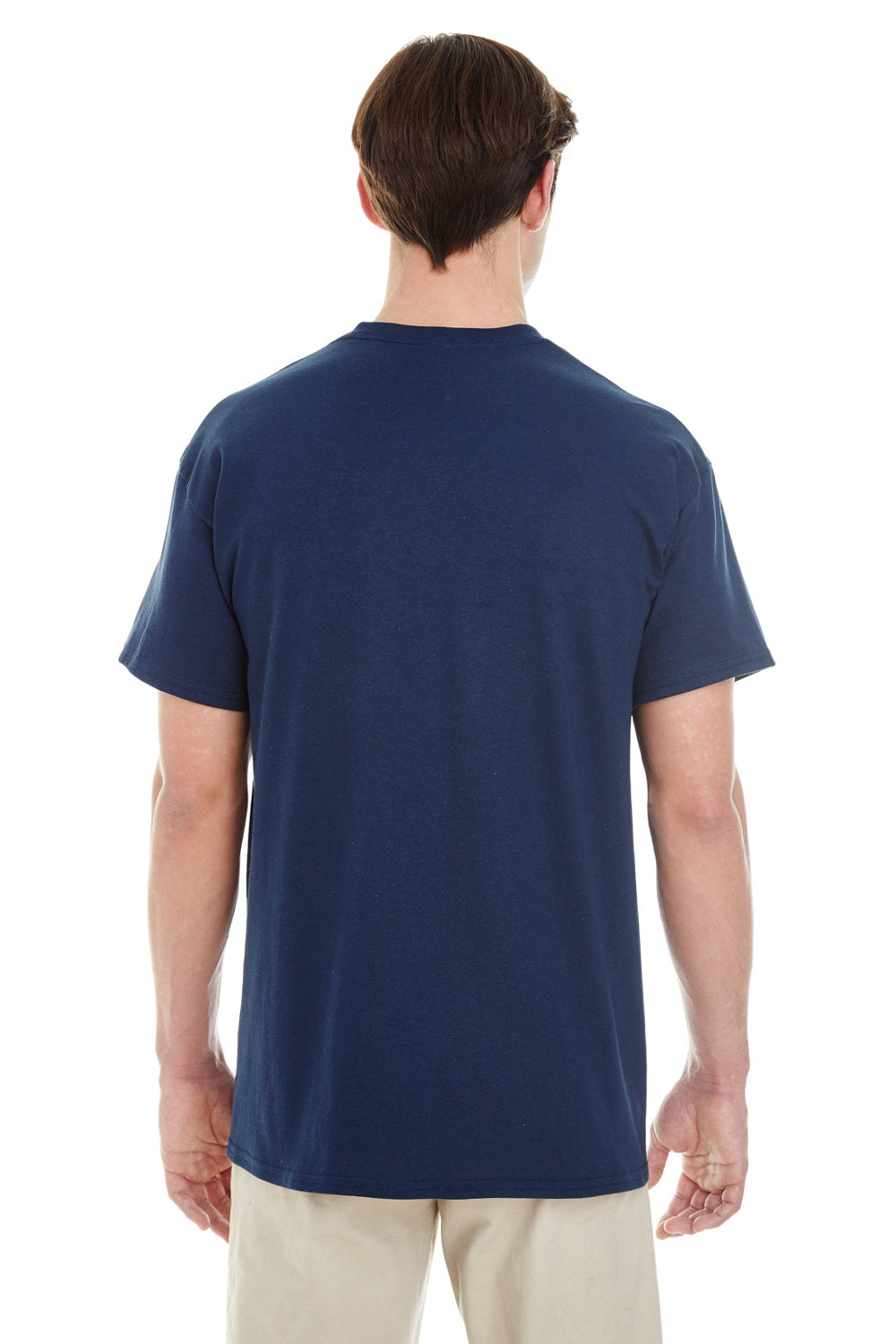 Gildan G530 Mens Short Sleeve Crewneck T-Shirt w/ Pocket Navy Blue Back