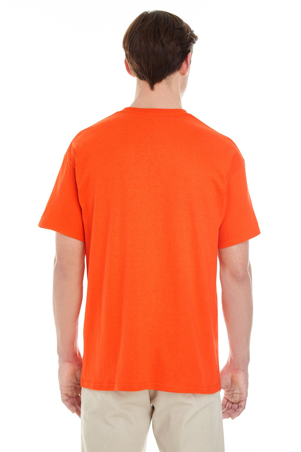 Gildan G530 Mens Short Sleeve Crewneck T-Shirt w/ Pocket Orange Back