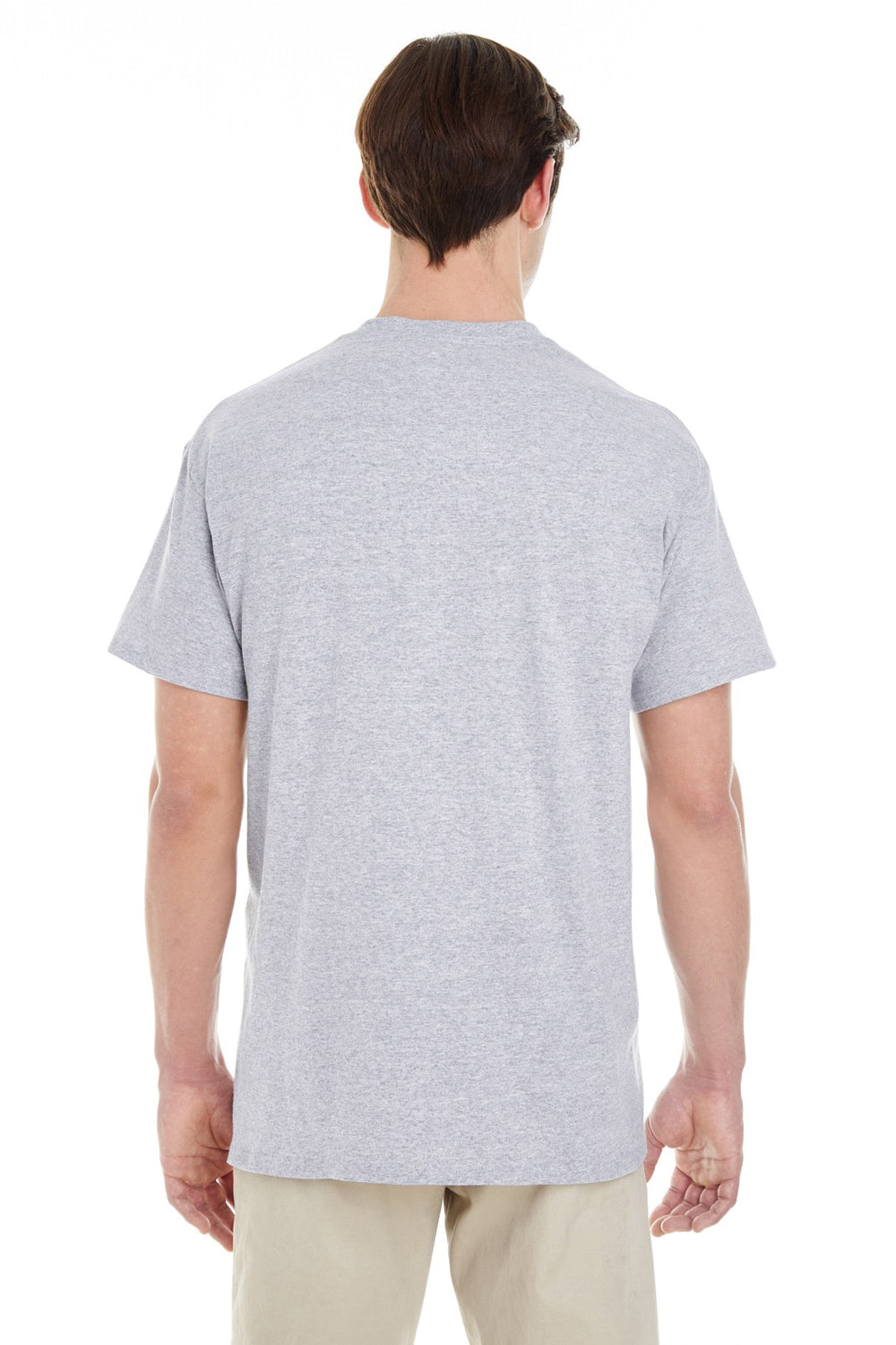 Gildan G530 Mens Short Sleeve Crewneck T-Shirt w/ Pocket Grey Back