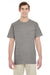 Gildan G530 Mens Short Sleeve Crewneck T-Shirt w/ Pocket Heather Graphite Grey Front