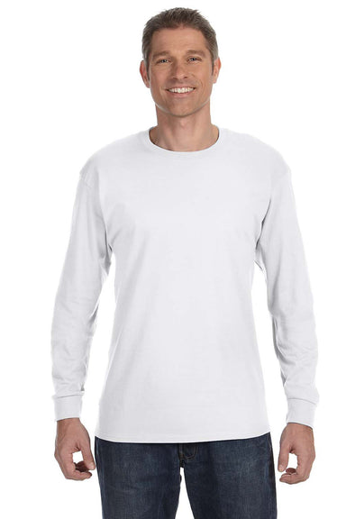 Gildan G540 Mens Long Sleeve Crewneck T-Shirt White Front