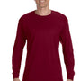 Gildan Mens Long Sleeve Crewneck T-Shirt - Garnet Red