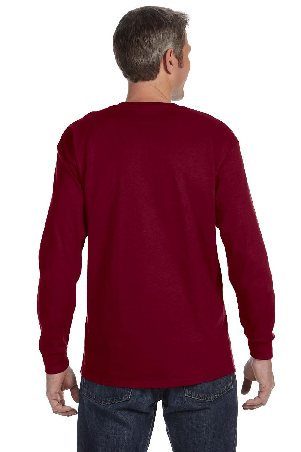 Gildan G540 Mens Long Sleeve Crewneck T-Shirt Garnet Red Back