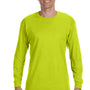 Gildan Mens Long Sleeve Crewneck T-Shirt - Safety Green