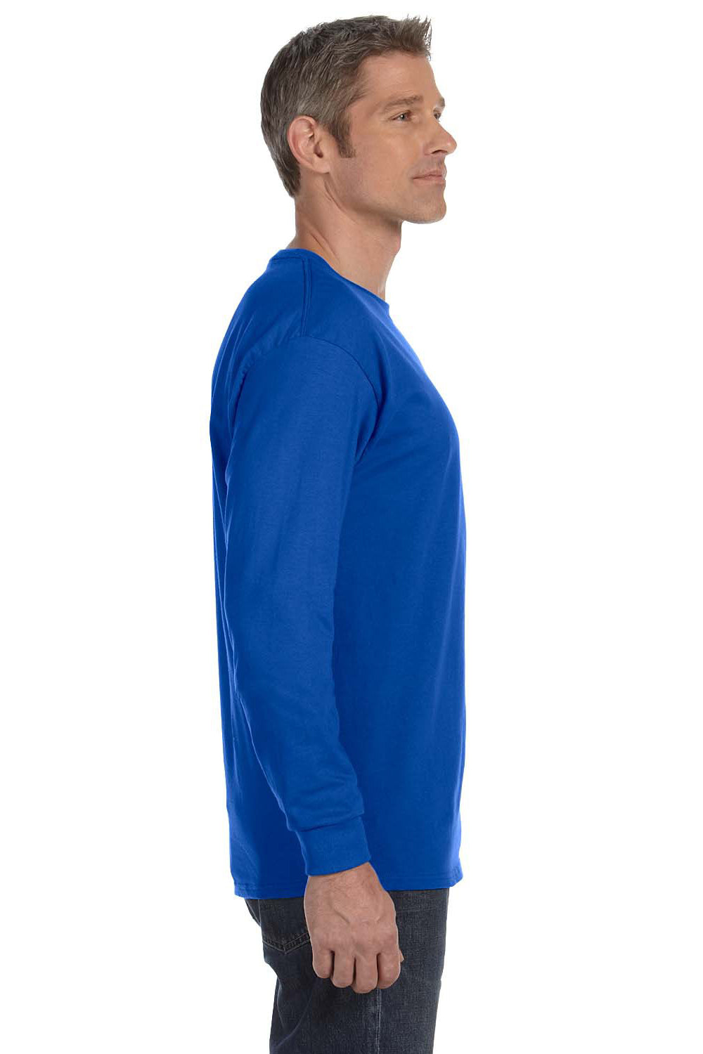 Gildan G540 Mens Long Sleeve Crewneck T-Shirt Royal Blue Side