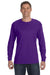 Gildan G540 Mens Long Sleeve Crewneck T-Shirt Purple Front