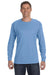 Gildan G540 Mens Long Sleeve Crewneck T-Shirt Carolina Blue Front