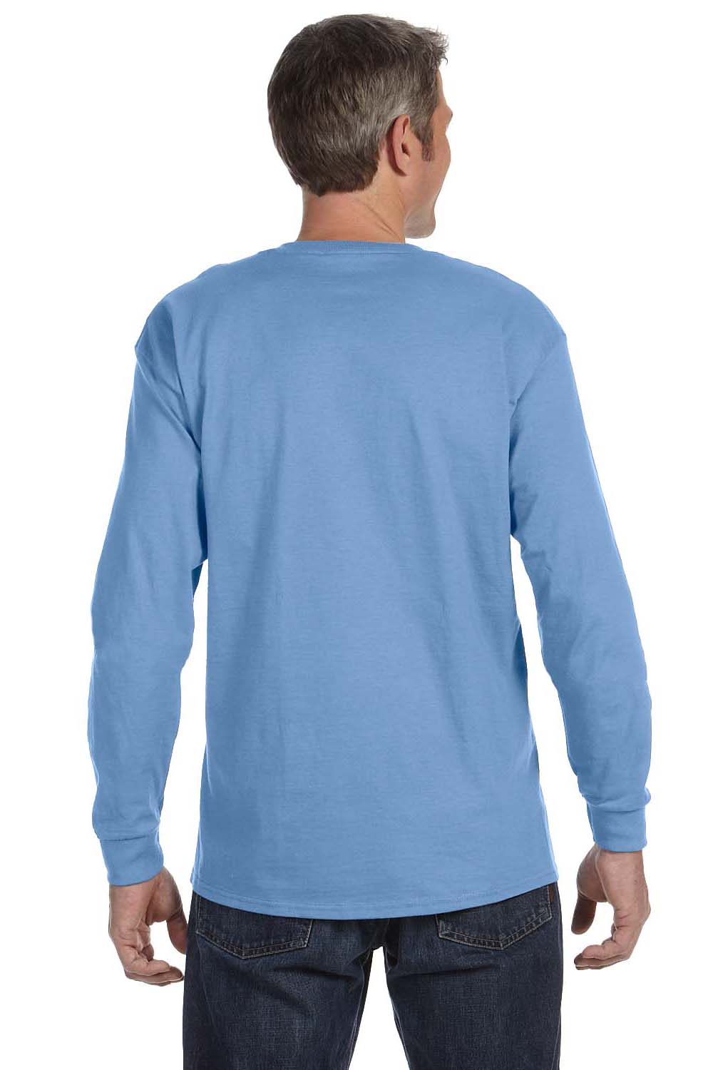 Gildan G540 Mens Long Sleeve Crewneck T-Shirt Carolina Blue Back