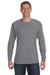 Gildan G540 Mens Long Sleeve Crewneck T-Shirt Heather Graphite Grey Front