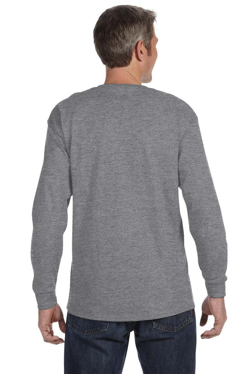 Gildan G540 Mens Long Sleeve Crewneck T-Shirt Heather Graphite Grey Back