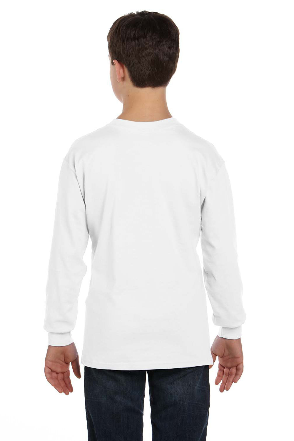 Gildan G540B Youth Long Sleeve Crewneck T-Shirt White Back