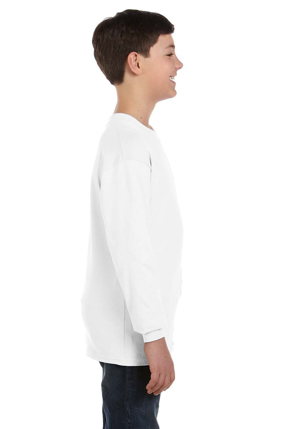Gildan G540B Youth Long Sleeve Crewneck T-Shirt White Side