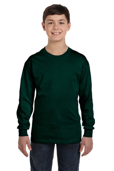 Gildan G540B Youth Long Sleeve Crewneck T-Shirt Forest Green Front