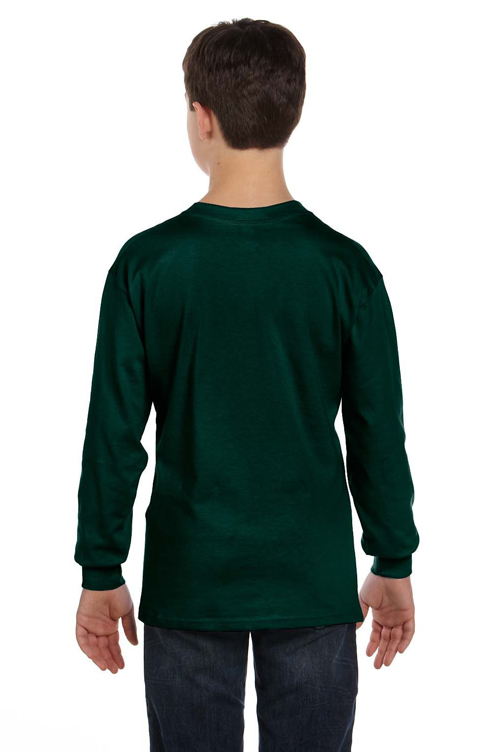Gildan G540B Youth Long Sleeve Crewneck T-Shirt Forest Green Back