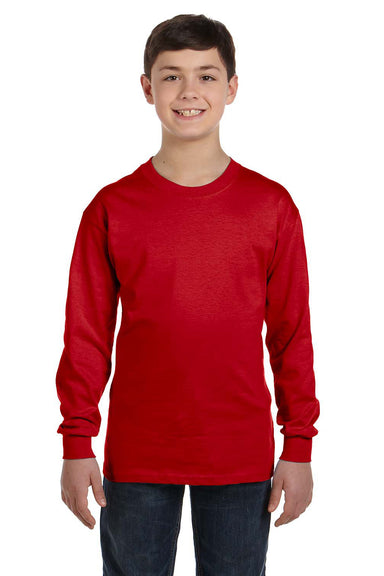 Gildan G540B Youth Long Sleeve Crewneck T-Shirt Red Front