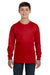 Gildan G540B Youth Long Sleeve Crewneck T-Shirt Red Front
