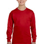 Gildan Youth Long Sleeve Crewneck T-Shirt - Red