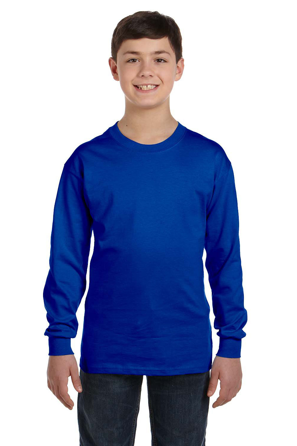 Gildan G540B Youth Long Sleeve Crewneck T-Shirt Royal Blue Front