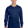 Gildan Youth Long Sleeve Crewneck T-Shirt - Navy Blue