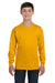 Gildan G540B Youth Long Sleeve Crewneck T-Shirt Gold Front