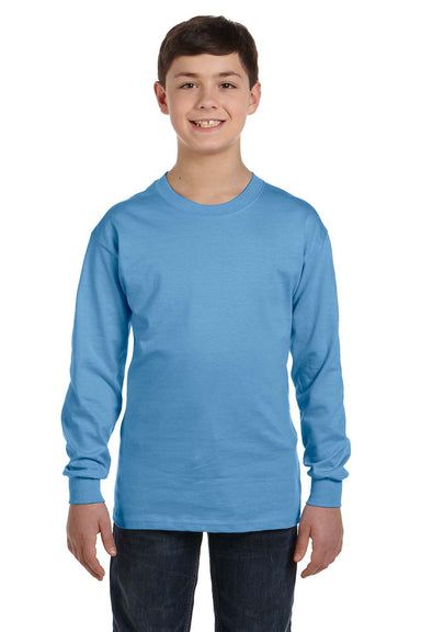 Gildan G540B Youth Long Sleeve Crewneck T-Shirt Carolina Blue Front