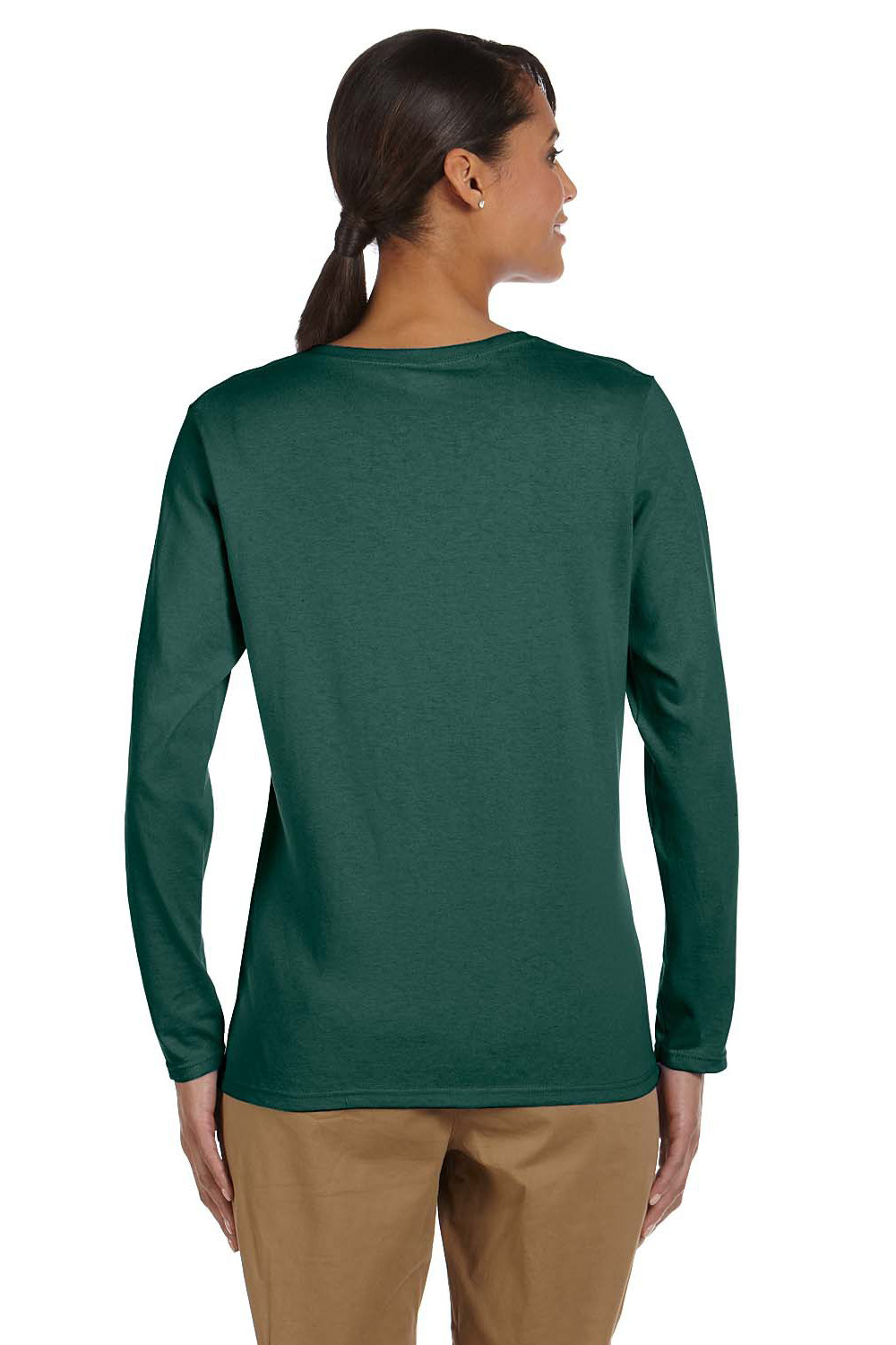 Gildan G540L Womens Long Sleeve Crewneck T-Shirt Forest Green Back