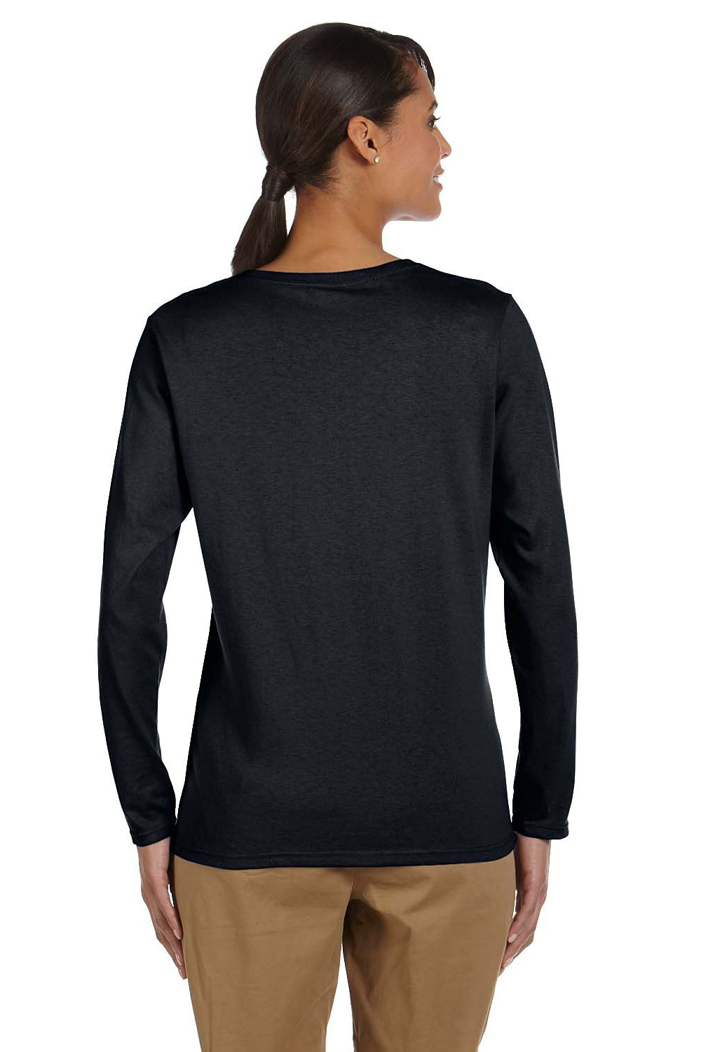 Gildan G540L Womens Long Sleeve Crewneck T-Shirt Black Back