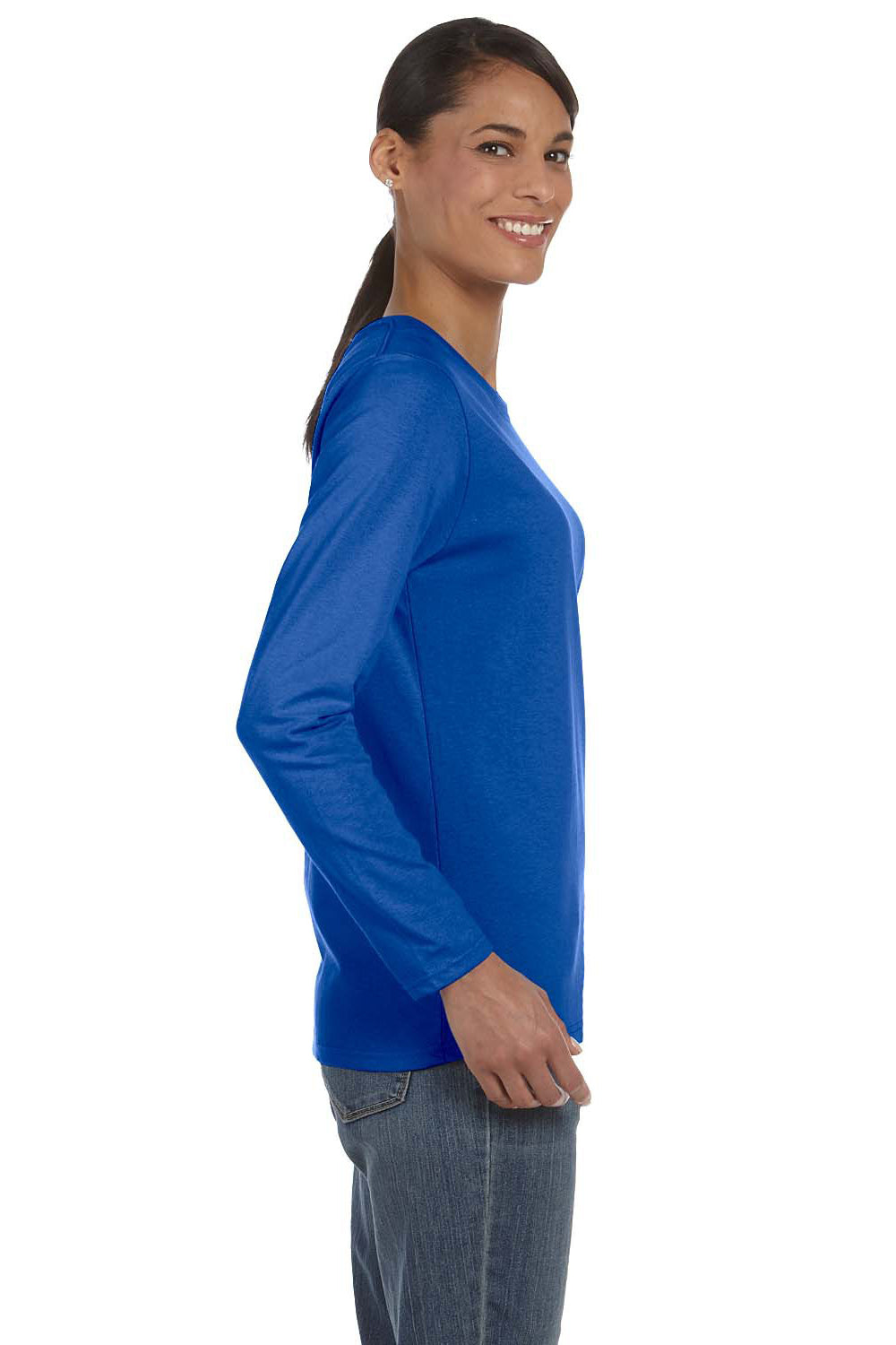 Gildan G540L Womens Long Sleeve Crewneck T-Shirt Royal Blue Side
