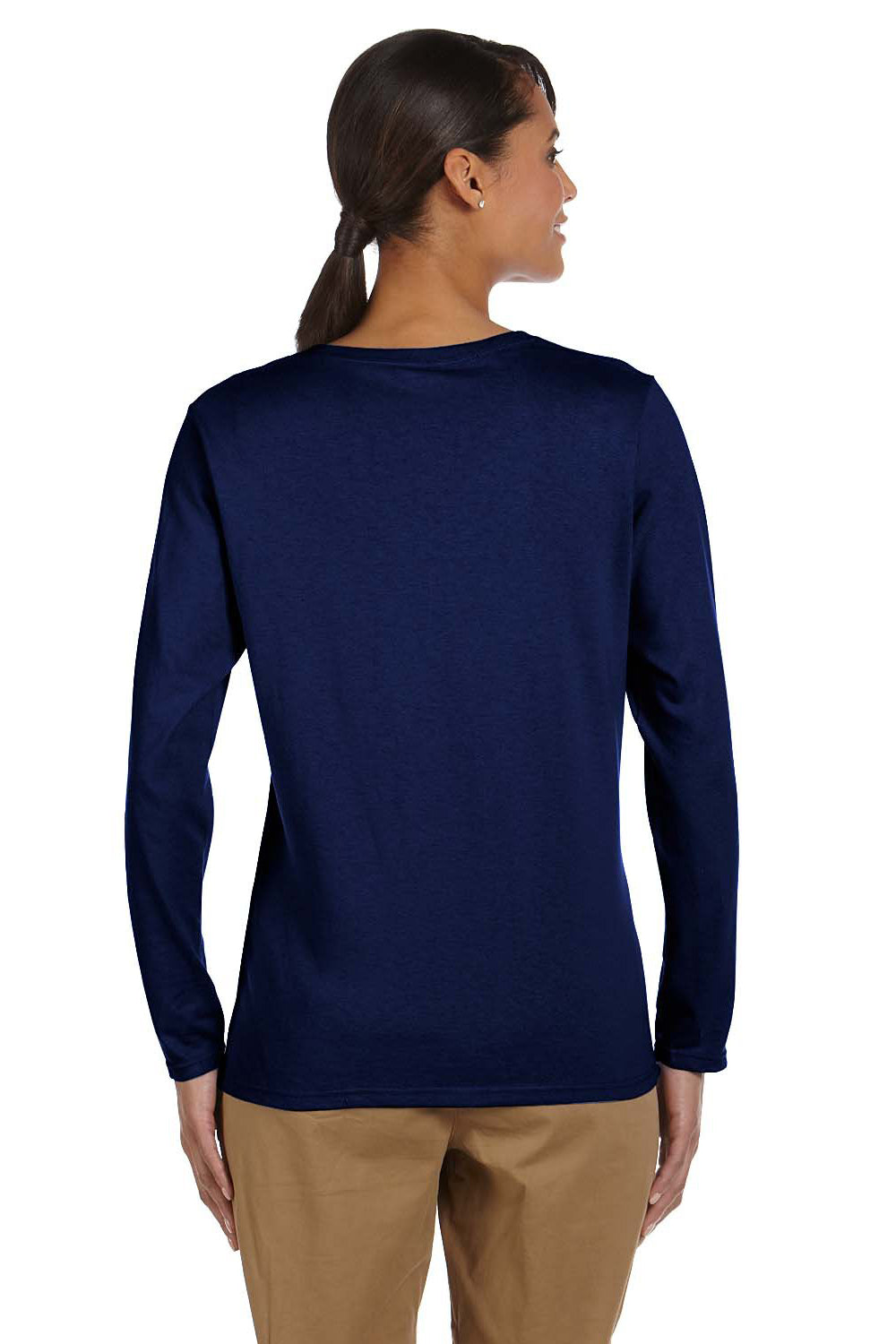 Gildan G540L Womens Long Sleeve Crewneck T-Shirt Navy Blue Back