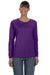 Gildan G540L Womens Long Sleeve Crewneck T-Shirt Purple Front